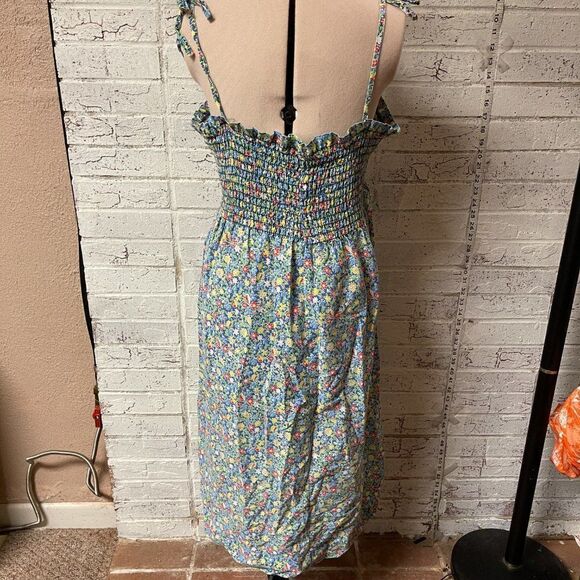 Vintage Private Line Prairie Floral Midi Shirred Dress Large - Picture 6 of 11
